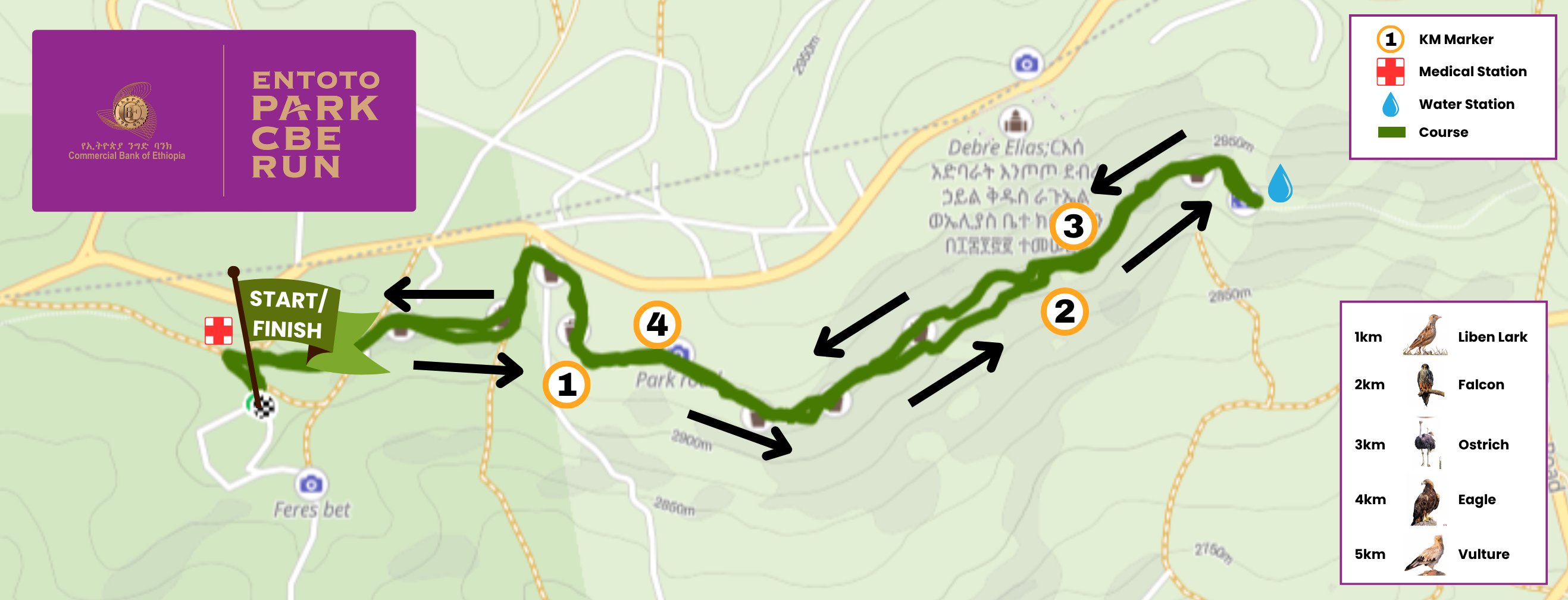 Entoto Park CBE Run 5KM Course Map